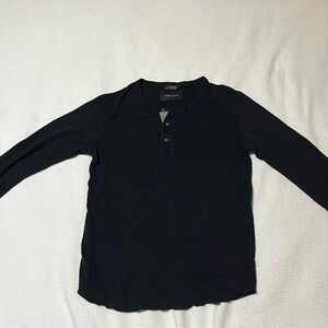 Wings and Horns Black Long Sleeved Jersey Slub Henley